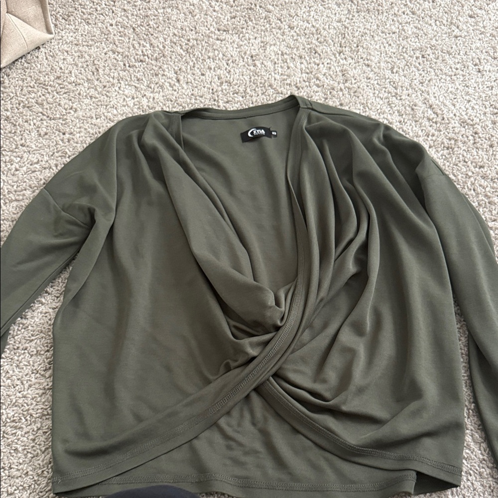 ZYIA Olive Long Sleeve Drape Top